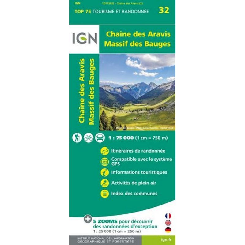 Ign Chaine Des Aravis Massif Des Bauges Mapa Topograficzna Hardloop