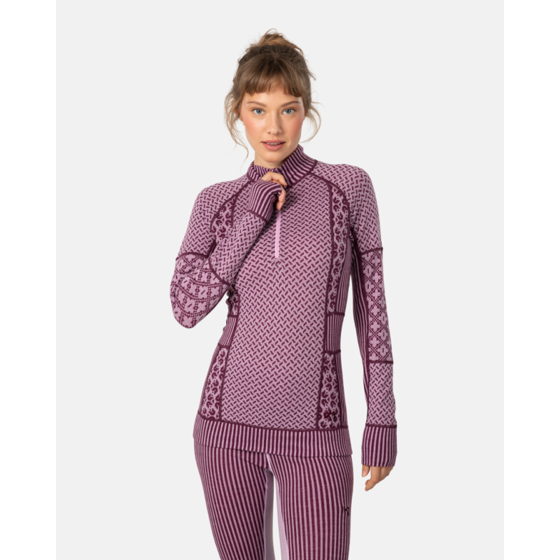 Smekker Half Zip - Roupa interior de lã merino mulher