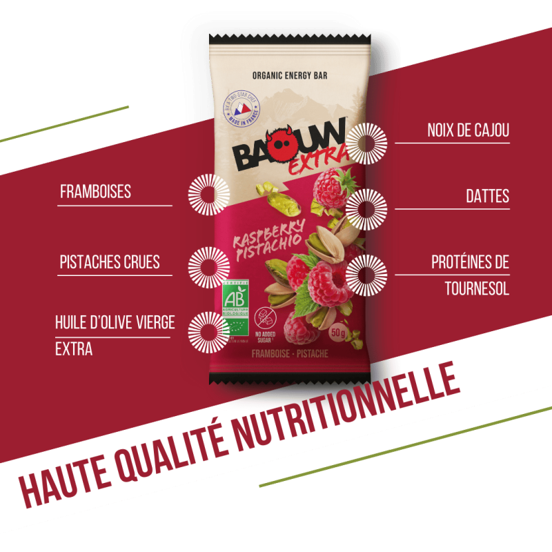 Baouw Extra Framboise-Pistache - Energibar | Hardloop