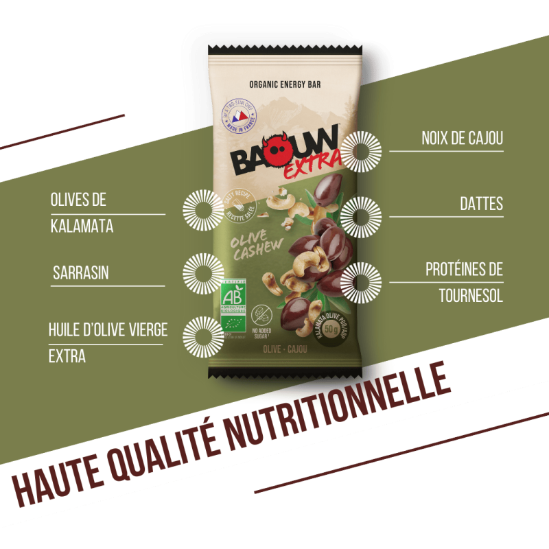 Baouw Extra Olive-Cajou - Energetická tyčinka | Hardloop