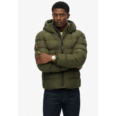 Hooded Sports Puffer Jacket - Tekokuitutakki - Miehet