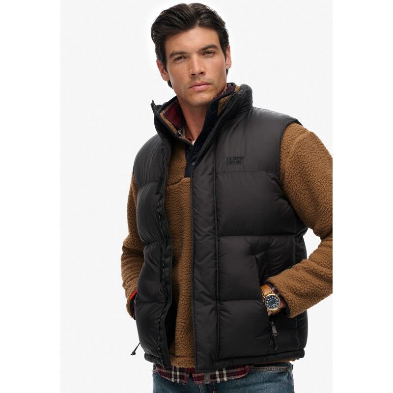 Superdry Black Puffer Gilet - Synthetic vest - Men's | Hardloop