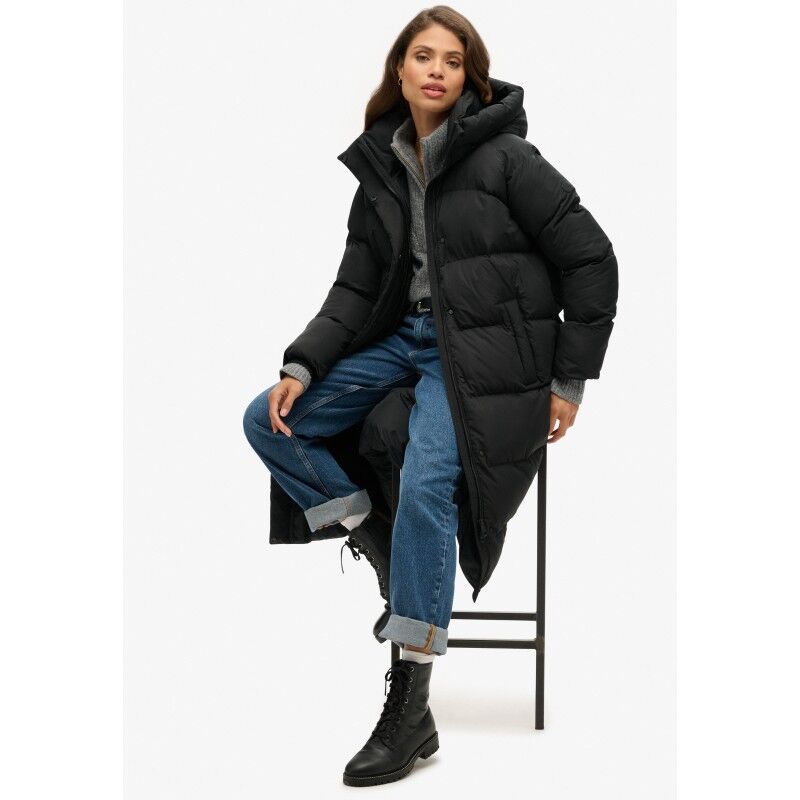 Superdry Longline Hooded Puffer Jacket - Syntetjacka - Dam | Hardloop