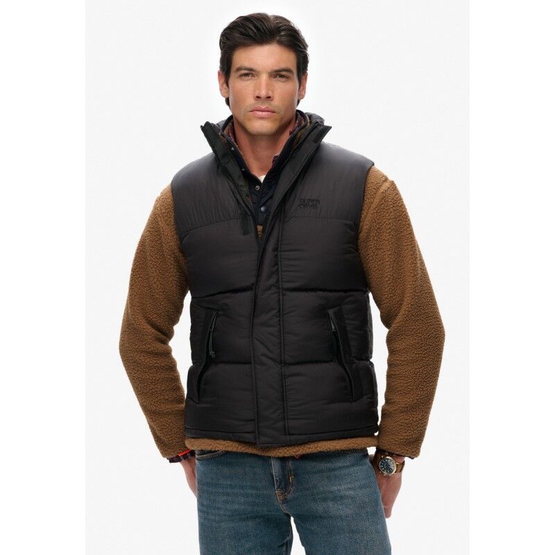 Superdry Black Puffer Gilet - Synthetic vest - Men's | Hardloop