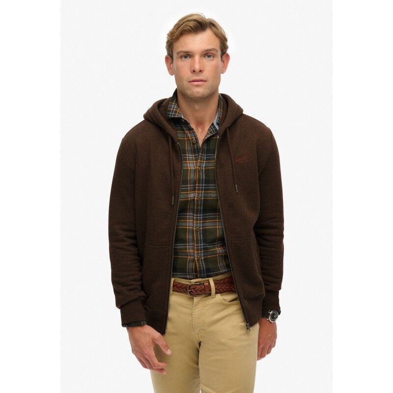 Essential Logo Half Brushed Zip Hoodie - Munkjacka - Herr