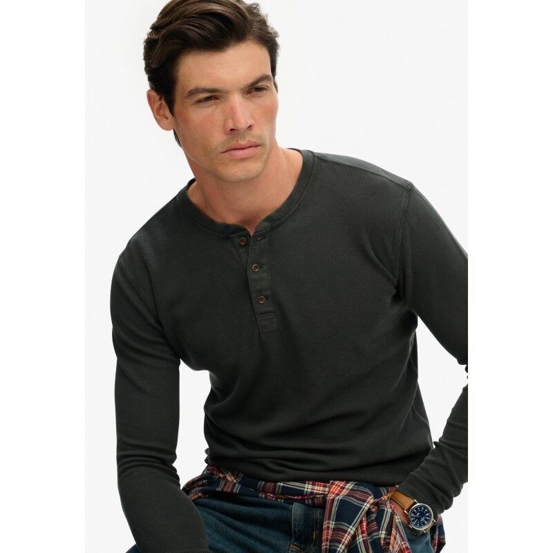 Superdry Waffle Long Sleeve Henley Top - T-shirt - Men's | Hardloop