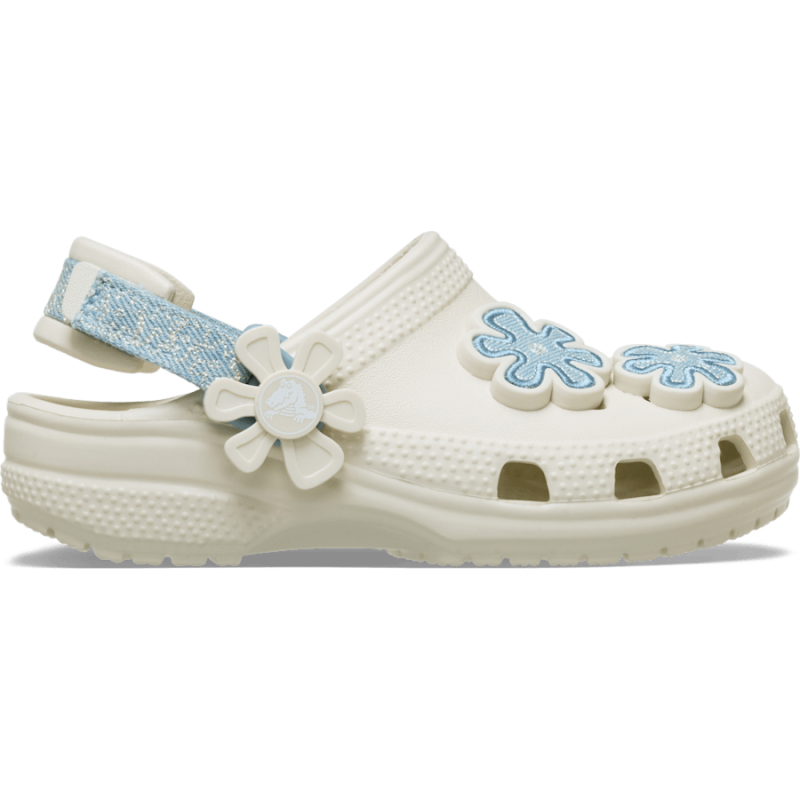 Crocs Classic Denim Flower Adjustable Backstrap Clog T - Sandalen - Kind | Hardloop