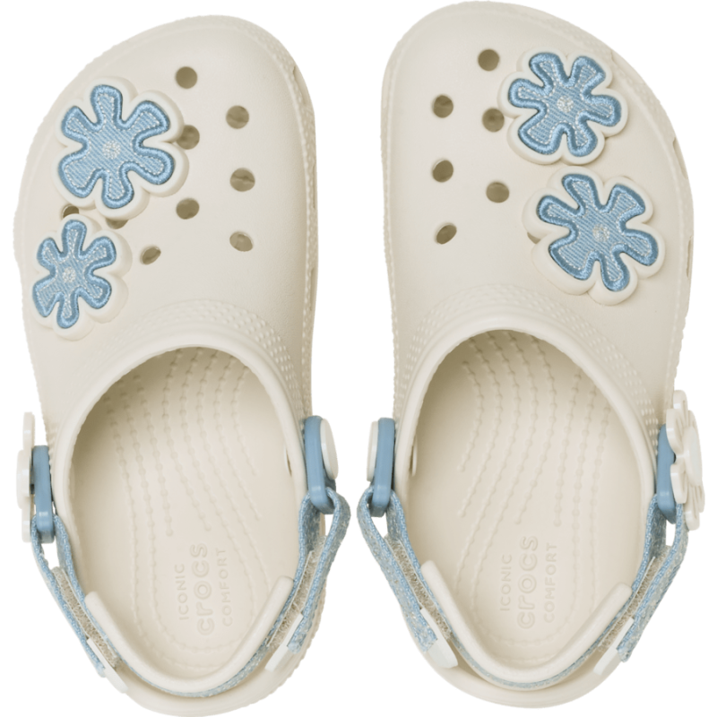 Crocs Classic Denim Flower Adjustable Backstrap Clog T - Sandals - Kid's | Hardloop