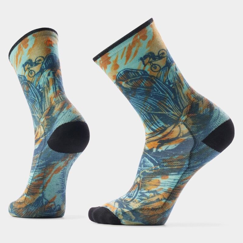 Bike Zero Cushion Rugged Ride Print Crew - Cykelstrumpor - Herr