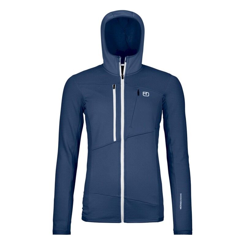 Fleece Grid Hoody - Merino Fleecejakke - Damer