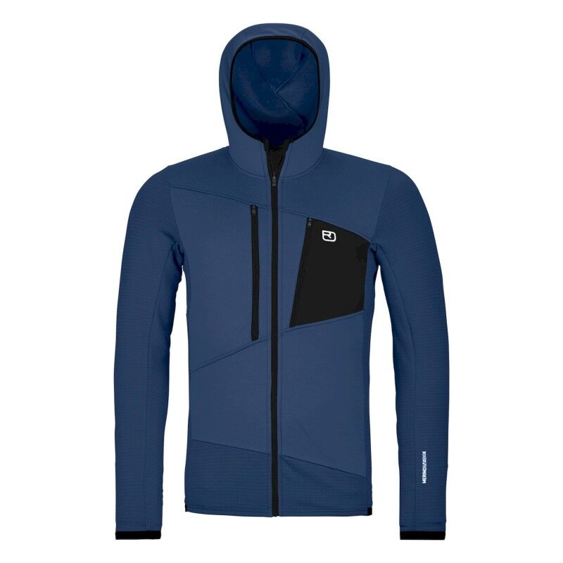 Fleece Grid Hoody - Polaire en laine mérinos homme