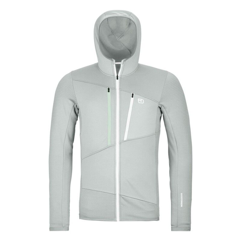 Fleece Grid Hoody - Merino Fleecejacka - Herr