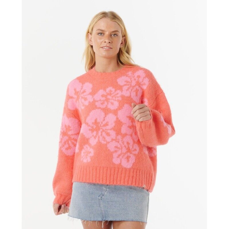Hibiscus Heat Jacquard Crew - Sweatshirt sem capuz mulher
