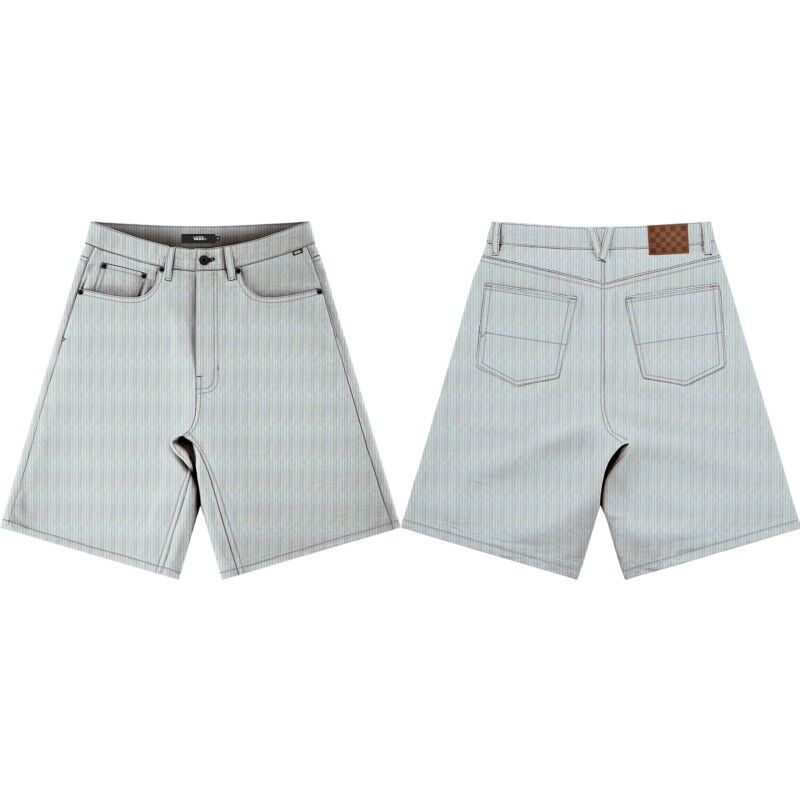 Check-5 Baggy Striped Denim Shorts - Spodenki męskie