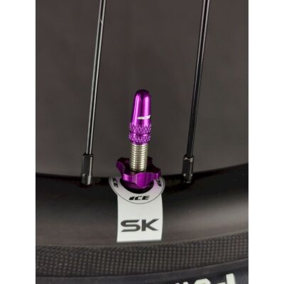 Kit de bouchons alu (x2) et écrous (x2) ICE Airflow pour valve tubeless et presta