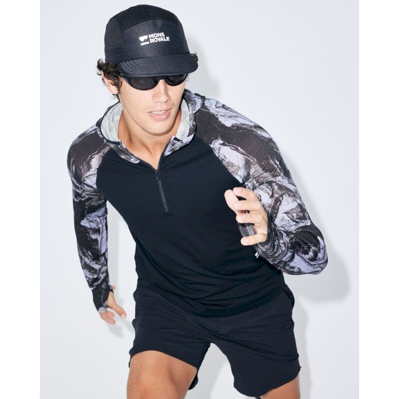 Mons Royale Temple Merino Long Sleeve Hood - Merino Fleecejacke - Herren | Hardloop