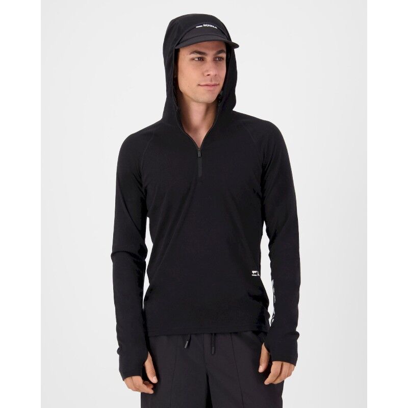 Mons Royale Temple Merino Long Sleeve Hood - Merino Fleecejacka - Herr | Hardloop