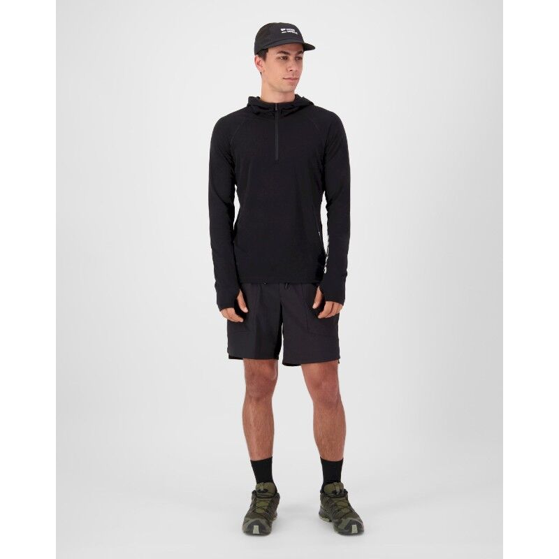 Mons Royale Temple Merino Long Sleeve Hood - Merino Fleecejacka - Herr | Hardloop