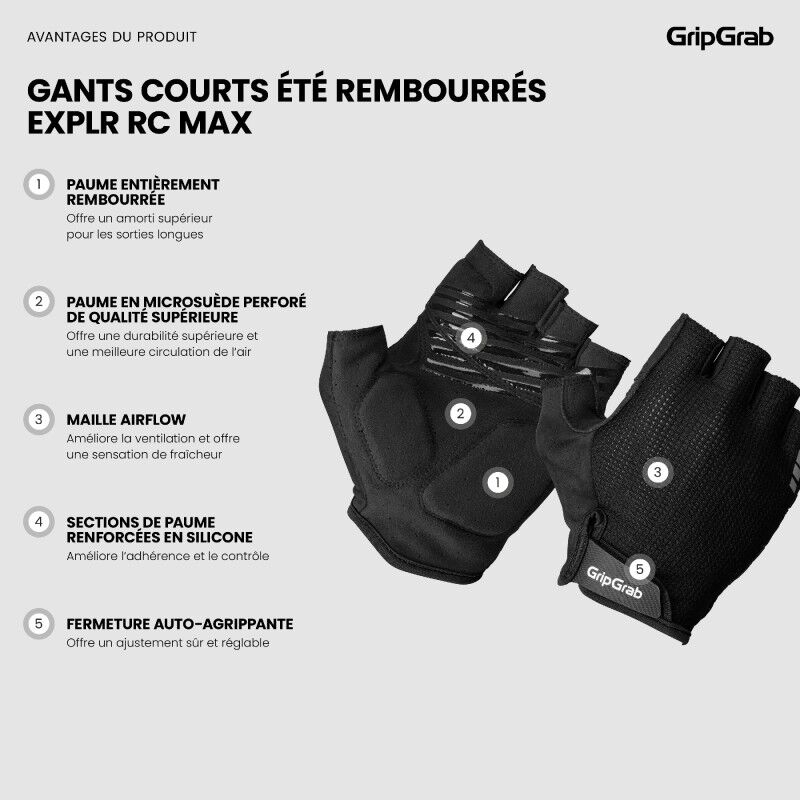 GripGrab EXPLR Padded Short Finger Summer Gloves - Cyklistické bezprsté rukavice | Hardloop
