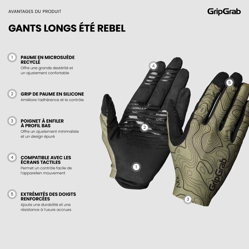 GripGrab Rebel Full Finger Summer Gloves - MTB handsker | Hardloop