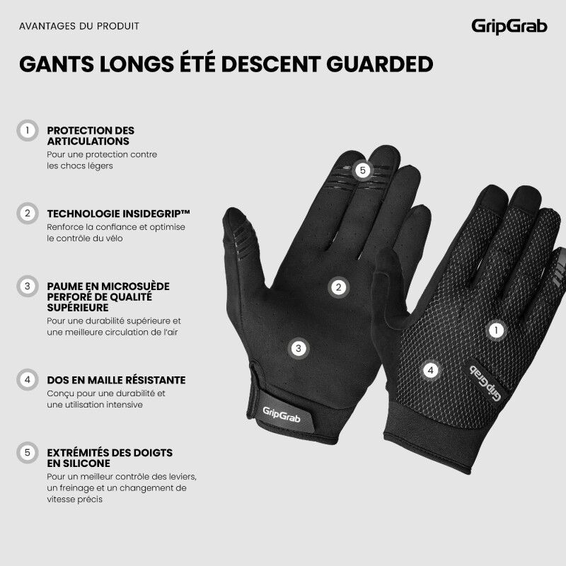 GripGrab Descent InsideGrip™ Full Finger Summer Gloves - MTB Handschuhe | Hardloop