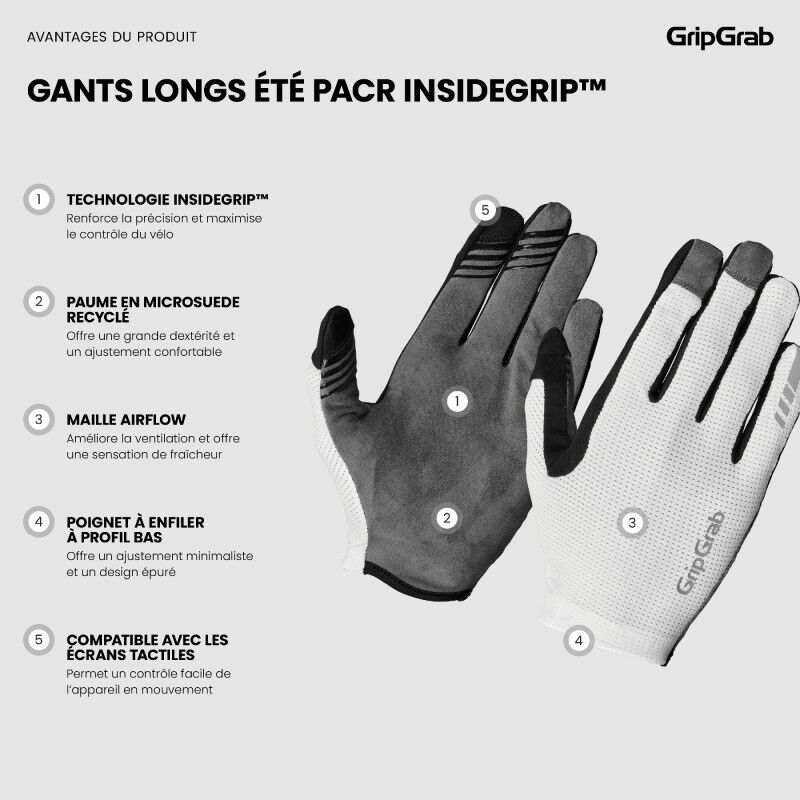 GripGrab PACR InsideGrip™ Full Finger Summer Gloves - MTB Handschuhe | Hardloop