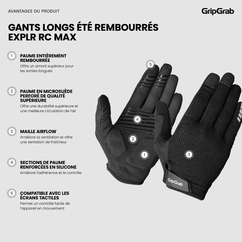 GripGrab EXPLR Padded Full Finger Summer Gloves - MTB Rukavice | Hardloop