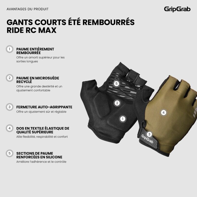 GripGrab RIDE Padded Short Finger Summer Gloves - Kurzfingerhandschuhe | Hardloop