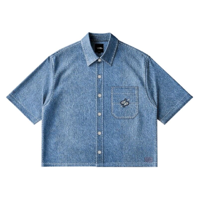 Cyrus Straight Hem Denim Ss Woven - T-shirt - Herrer