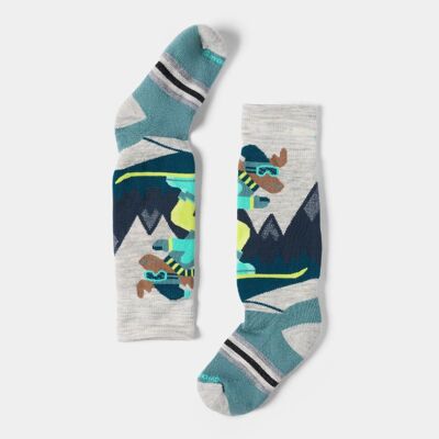 Wintersport Full Cushion Mountain Moose Pattern OTC Socks - Chaussettes en laine mérinos enfant