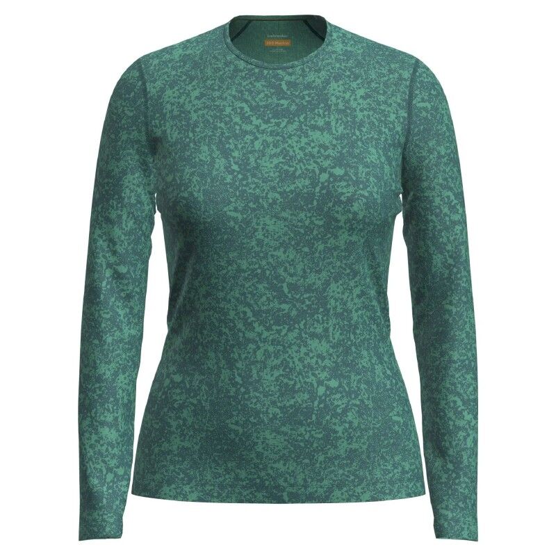 Women Merino 200 Oasis LS Crewe Moss Bloom AOP - Merino Wool Jersey - Women's