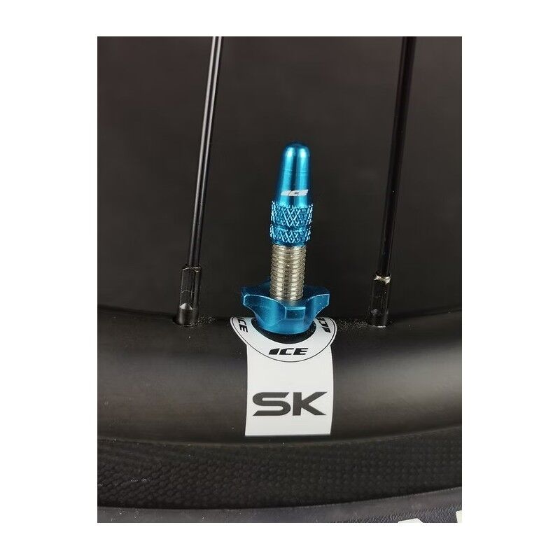 Kit de bouchons alu (x2) et écrous (x2) ICE Airflow pour valve tubeless et presta