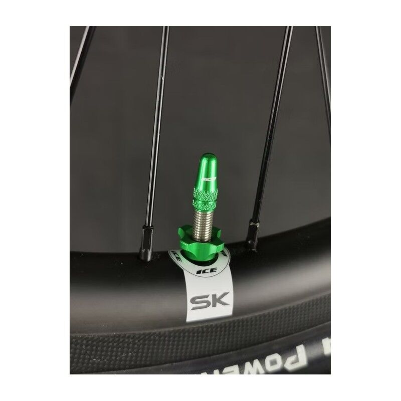 Kit de bouchons alu (x2) et écrous (x2) ICE Airflow pour valve tubeless et presta