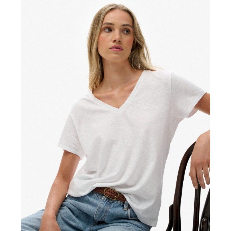 Superdry Studios Slub Emb Vee Tee - T-shirt femme | Hardloop
