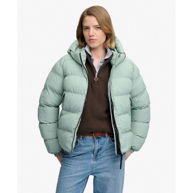Hooded Sports Puffer Jacket - Synthetic jacket - Women's