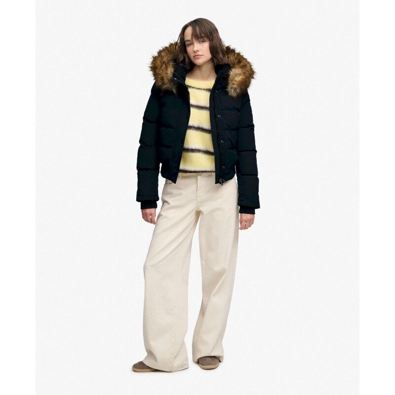 Superdry Everest Hooded Bomber Jkt - Donsjack - Dames | Hardloop