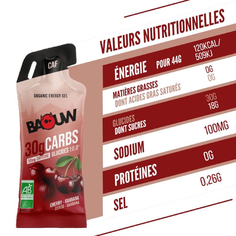 Baouw Cerise - Guarane Caféiné - Gel énergétique | Hardloop