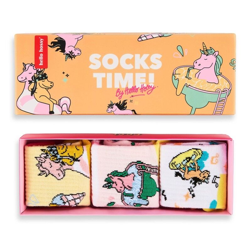 Hello Hossy Pack (3 sets) - Unicorn - Chaussettes enfant | Hardloop