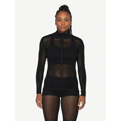 Wool Mesh Pro Zip Neck - Dámské Merinoové Trička