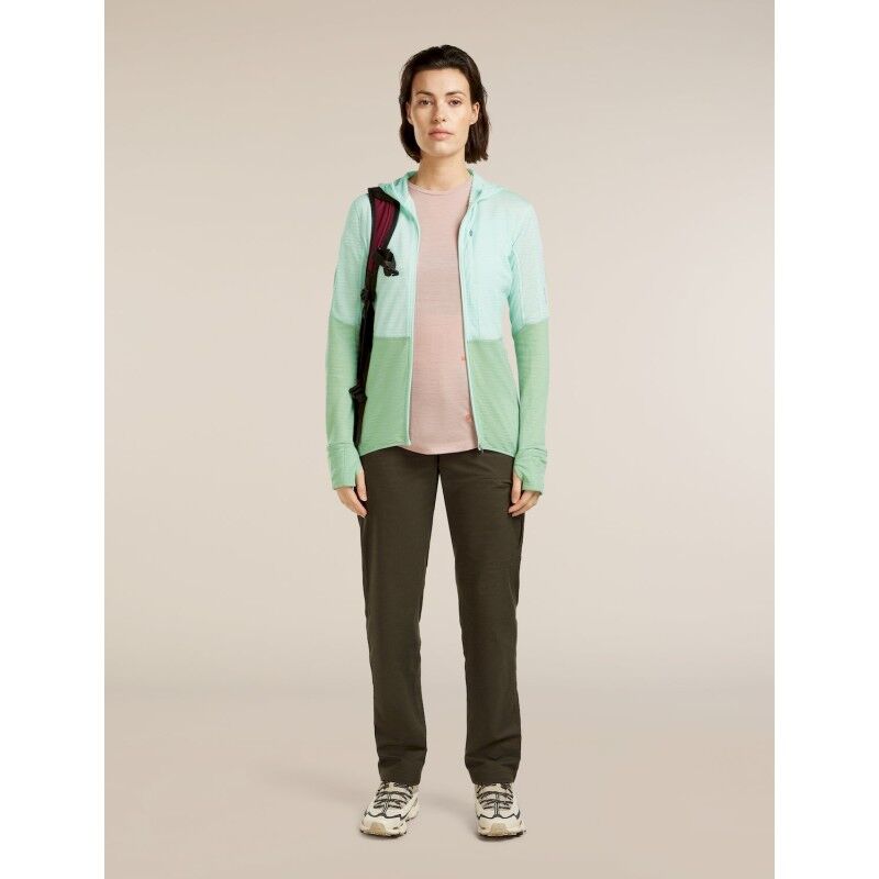 icebreaker 200 RealFleece Descender LS Zip Hoodie - Fleece de lã merino mulher | Hardloop