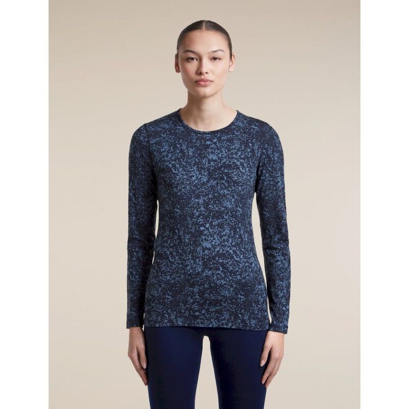 icebreaker Women Merino 200 Oasis LS Crewe Moss Bloom AOP - Maillot thermique laine mérinos femme | Hardloop