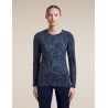 icebreaker Women Merino 200 Oasis LS Crewe Moss Bloom AOP - Maillot thermique laine mérinos femme | Hardloop