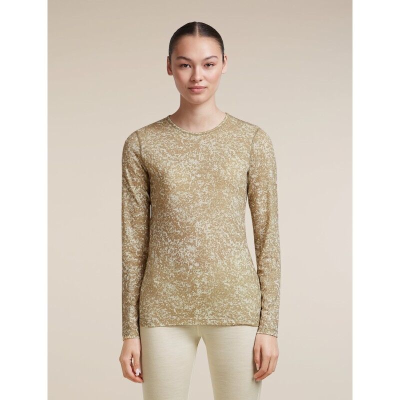 Women Merino 200 Oasis LS Crewe Moss Bloom AOP - Merino Wool Jersey - Women's