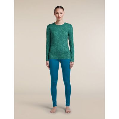 Women Merino 200 Oasis LS Crewe Moss Bloom AOP - Maillot thermique laine mérinos femme
