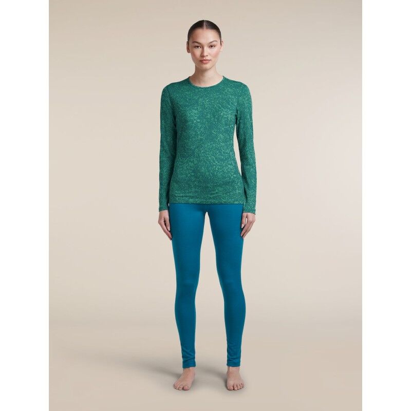 Women Merino 200 Oasis LS Crewe Moss Bloom AOP - Merino Wool Jersey - Women's