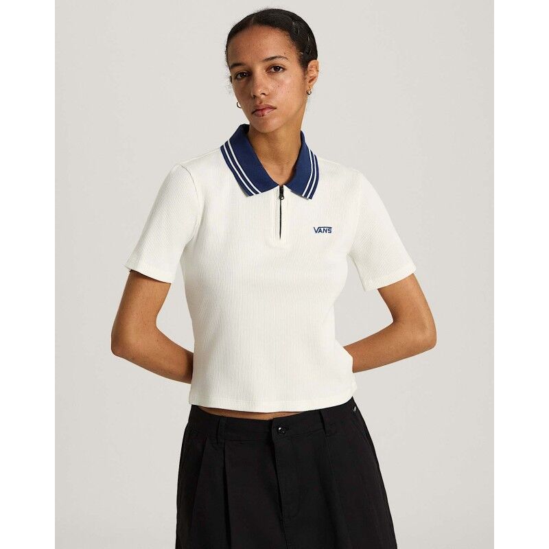 Vans Priscilla Polo Ss Top + Piping - T-shirt - Dames | Hardloop