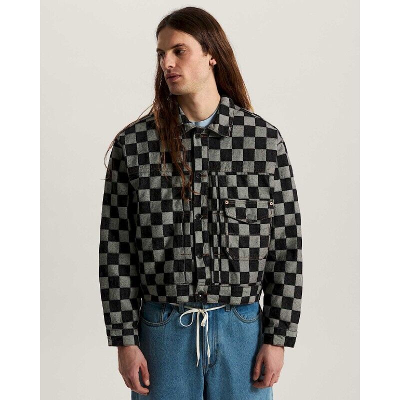 Check-5 Checkerboard Denim Trucker Jacket - Veste homme