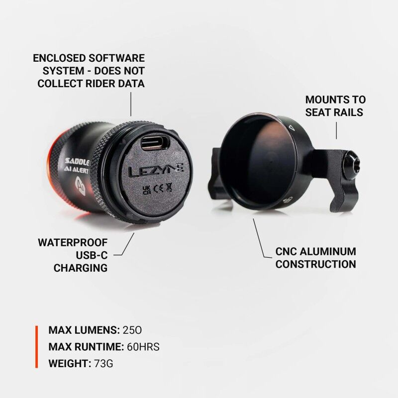 Lezyne Saddle Ai Alert 250 - Bike rear light | Hardloop