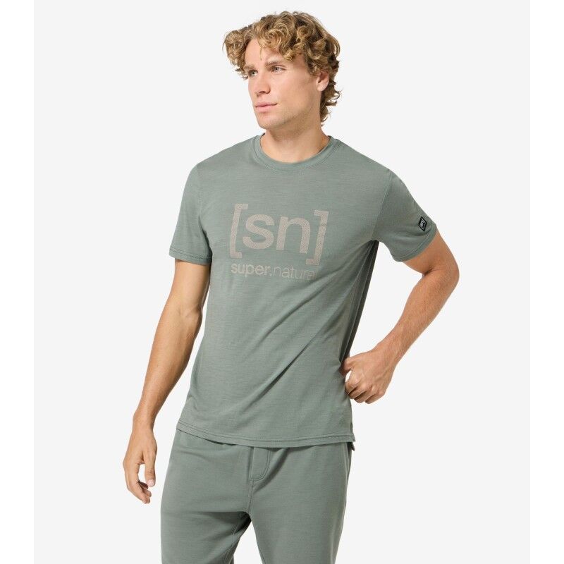 super.natural Denim Logo Tee - Merinoshirt - Heren | Hardloop