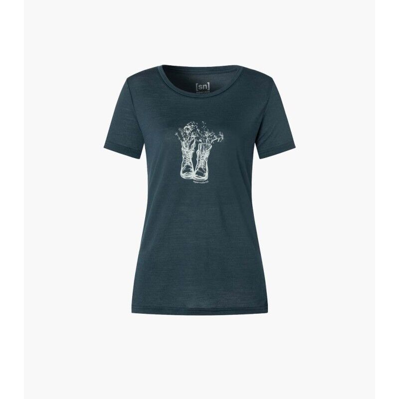 Flower Boots Tee - Koszulka z wełny Merino® damska